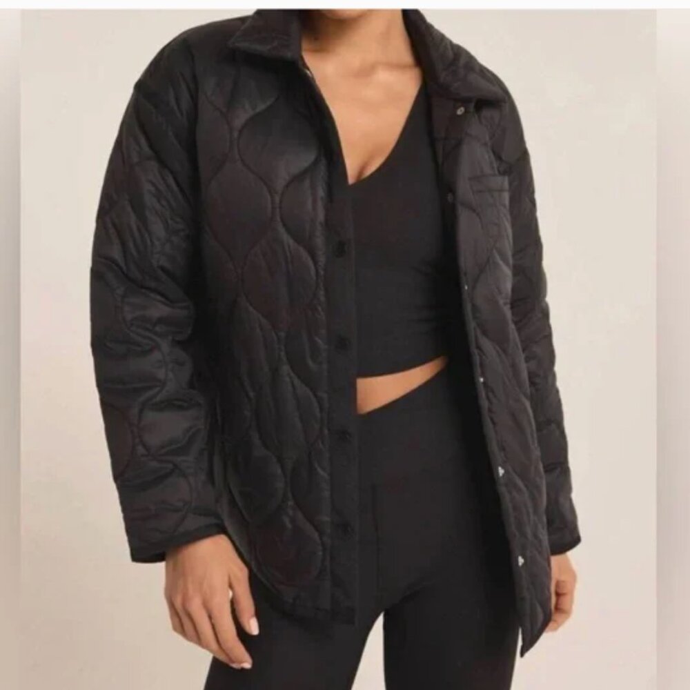Z Supply Black Quilted Jacket Sz L